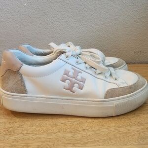 Tory Burch Signature T-Logo Color Block Leather Sneaker Shoes Womens 6